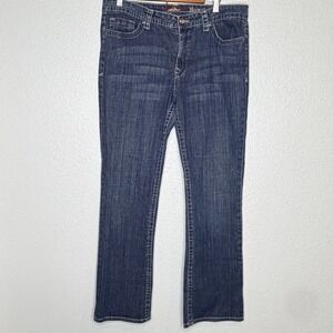 Jordache Bootcut Jeans 14 Ave Dark Wash Y2K Mid Rise Stretch Flap Pocket